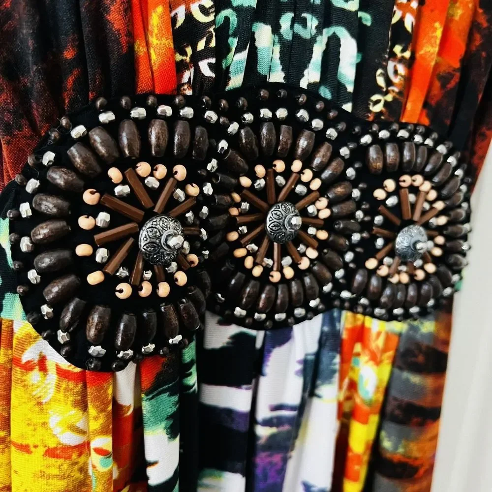 Roz & Ali Sleeveless Embellished Beaded Maxi Dress Plus Size 10 Multicolor - Picture 4 of 15